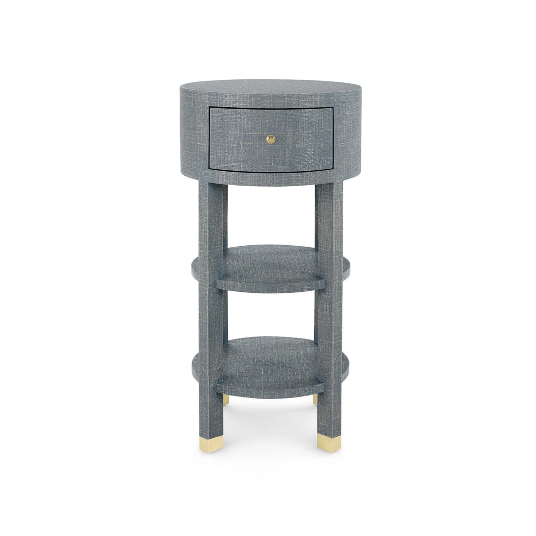Bungalow 5 New Arrivals Claudette One Drawer Round Side Table Gray 7 Bungalow 5 New Arrivals Claudette One Drawer Round Side Table Gray