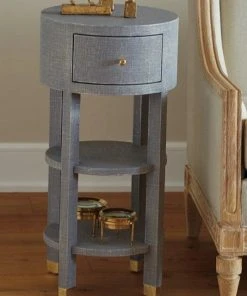 Bungalow 5 New Arrivals Claudette One Drawer Round Side Table Gray 15 Bungalow 5 New Arrivals Claudette One Drawer Round Side Table Gray