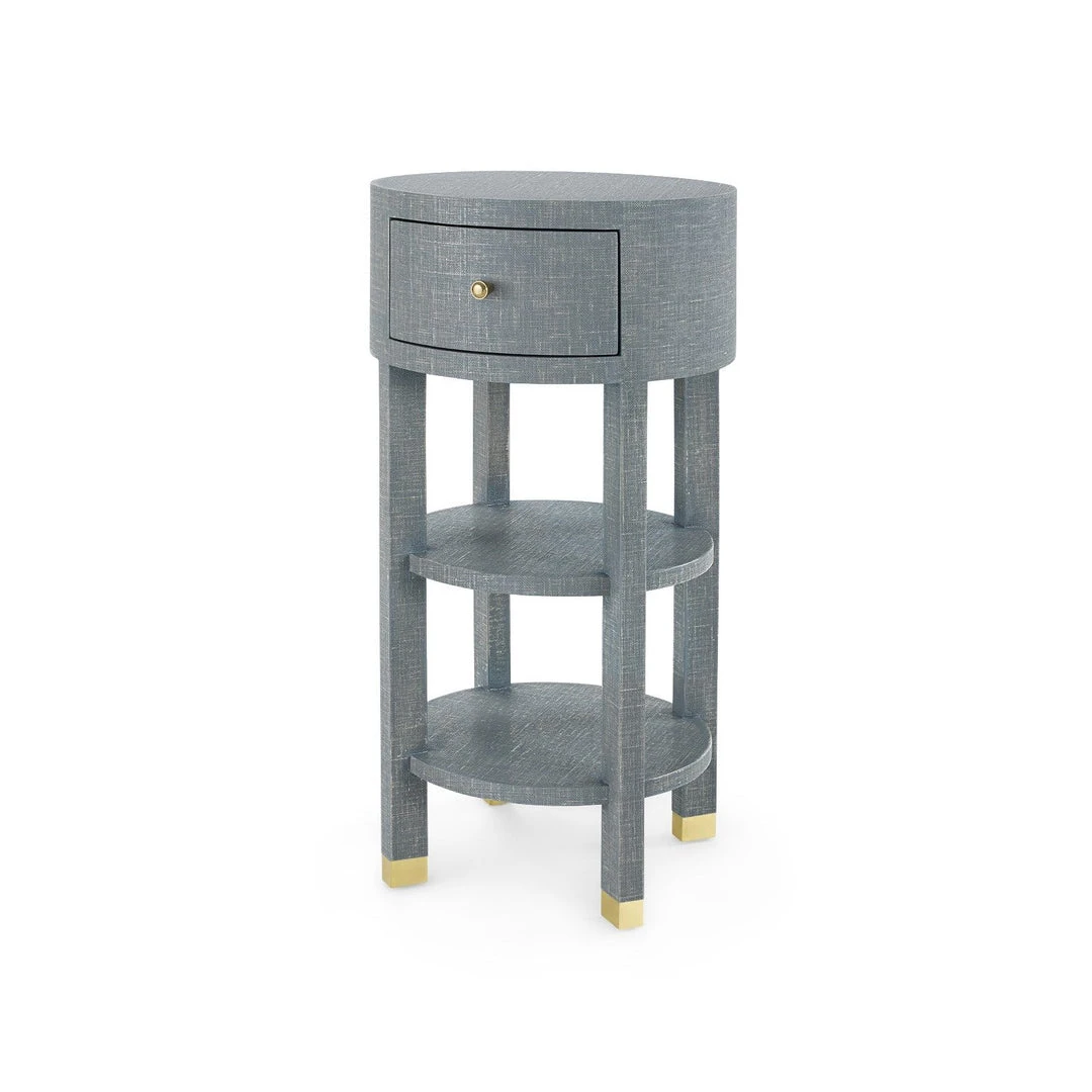 Bungalow 5 New Arrivals Claudette One Drawer Round Side Table Gray 3 Bungalow 5 New Arrivals Claudette One Drawer Round Side Table Gray