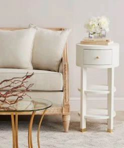 Bungalow 5 Claudette One Drawer Round Side Table White New Arrivals