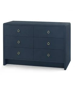 Bungalow 5 Bryant Linen Extra Large 6 Drawer Chest Navy Blue New Arrivals
