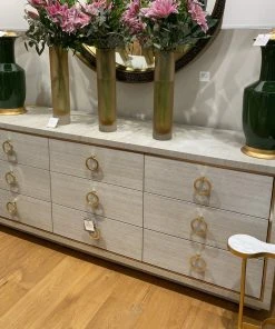 Bungalow 5 Parker Extra Large 9 Drawer Chest Silver Lacquered Grasscloth