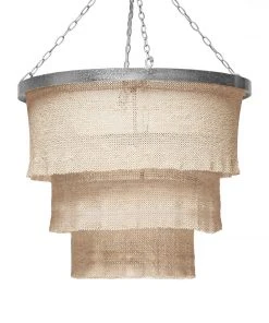 Made Goods New Arrivals Patricia Chandelier Natural Coco Beads And Silver Metal