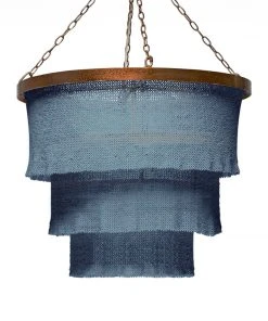 Made Goods New Arrivals Patricia Chandelier Dusty Blue Coco Beads And Gold Metal