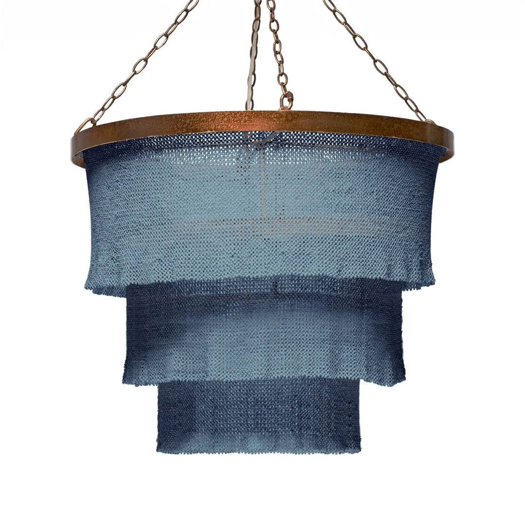 Made Goods New Arrivals Patricia Chandelier Dusty Blue Coco Beads And Gold Metal 3 Made Goods New Arrivals Patricia Chandelier Dusty Blue Coco Beads And Gold Metal