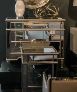 Worlds Away Claudette Mirrored Nightstand Silver Leaf New Arrivals