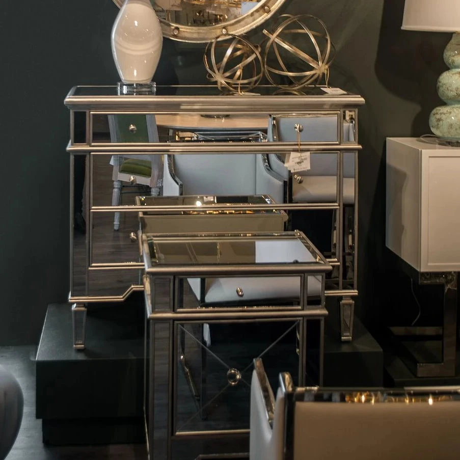 Worlds Away Claudette Mirrored Nightstand Silver Leaf New Arrivals Worlds Away Claudette Mirrored Nightstand Silver Leaf New Arrivals