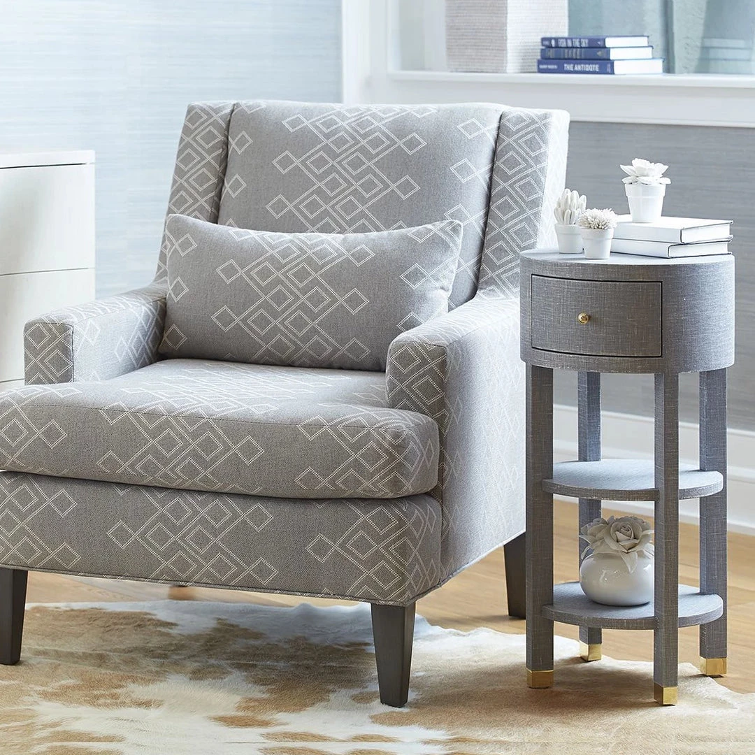 Bungalow 5 New Arrivals Claudette One Drawer Round Side Table Gray 4 Bungalow 5 New Arrivals Claudette One Drawer Round Side Table Gray