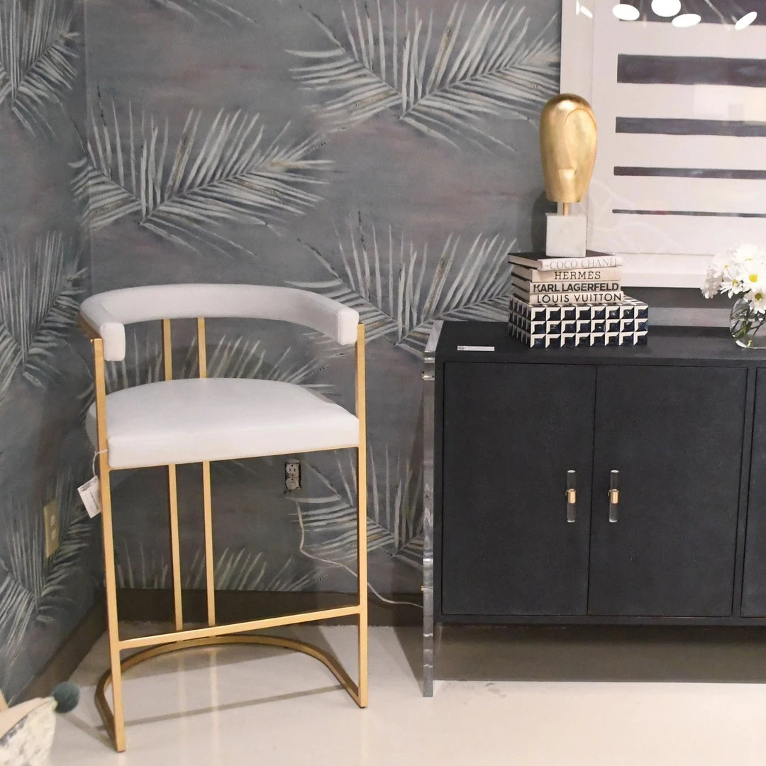 Worlds Away New Arrivals Cromwell Counter Stool Cream Velvet And Brass 4 Worlds Away New Arrivals Cromwell Counter Stool Cream Velvet And Brass