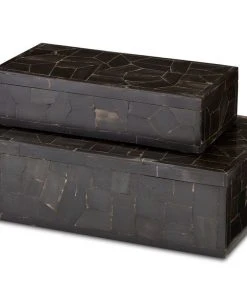 Currey And Company Black Bone Mosaic Box Set Of Two New Arrivals