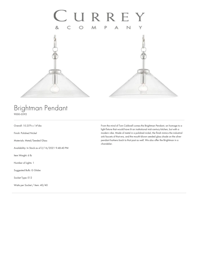 Currey And Company Brightman Pendant 5 Currey And Company Brightman Pendant