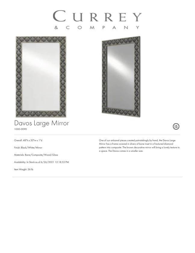 Currey And Company Davos Large Mirror New Arrivals 6 Currey And Company Davos Large Mirror New Arrivals