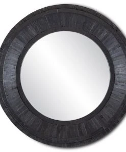 Currey And Company Kanor Black Round Mirror New Arrivals