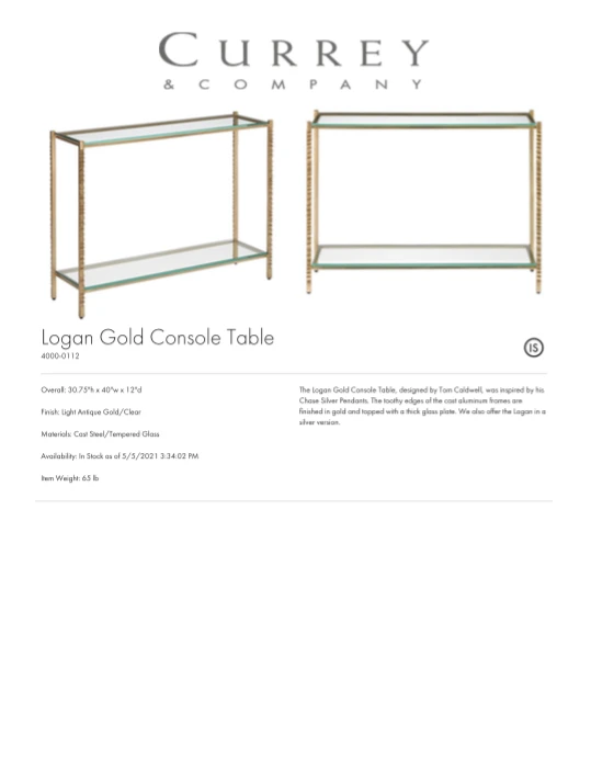 Currey And Company Logan Console Table Gold 6 Currey And Company Logan Console Table Gold