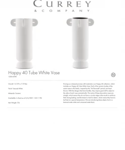 Currey And Company New Arrivals Happy 40 Tube Vase White 9 Currey And Company New Arrivals Happy 40 Tube Vase White