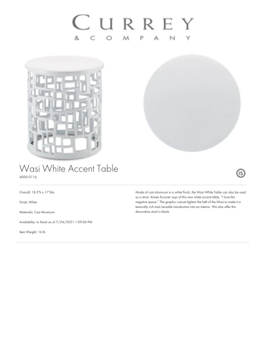 Currey And Company Wasi Accent Table White New Arrivals 5 Currey And Company Wasi Accent Table White New Arrivals