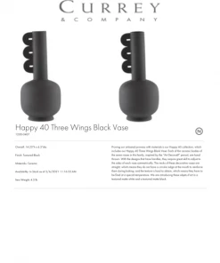 Currey And Company New Arrivals Happy 40 Three Wings Vase Black 9 Currey And Company New Arrivals Happy 40 Three Wings Vase Black