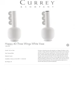 Currey And Company Happy 40 Three Wings Vase White New Arrivals 9 Currey And Company Happy 40 Three Wings Vase White New Arrivals