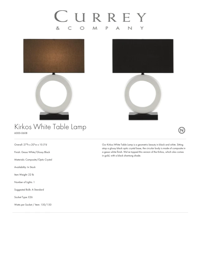 Currey And Company Kirkos White Table Lamp Currey And Company Kirkos White Table Lamp