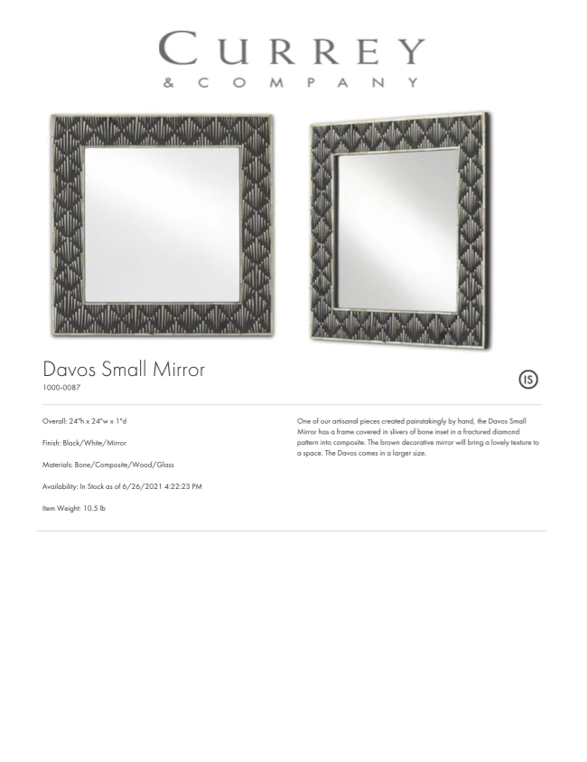 Currey And Company Davos Small Mirror 6 Currey And Company Davos Small Mirror