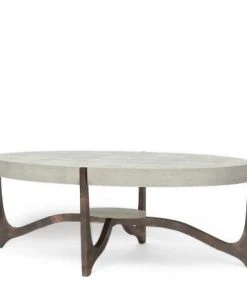 Made Goods New Arrivals Dexter Coffee Table Bronze And Sand Faux Shagreen