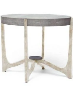 Made Goods New Arrivals Dexter Side Table Silver And Cool Gray Faux Shagreen