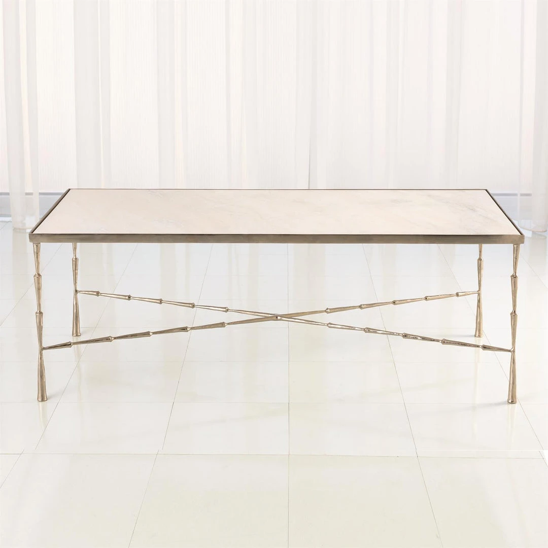 Global Views New Arrivals Spike Cocktail Table Antique Nickel White Marble 5 Global Views New Arrivals Spike Cocktail Table Antique Nickel White Marble