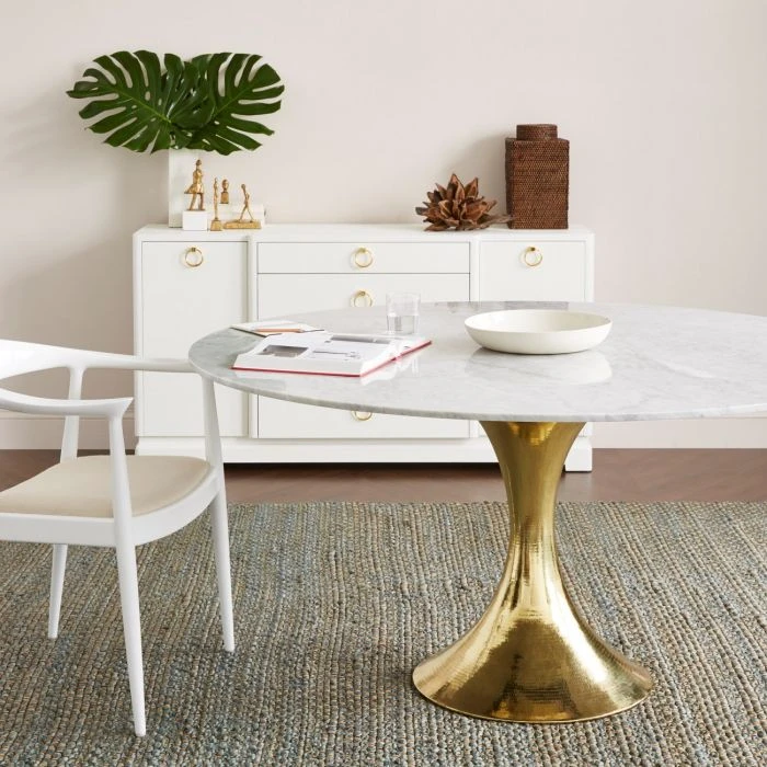 Bungalow 5 New Arrivals Stockholm Round Dining Table Brass And White Marble 4 Bungalow 5 New Arrivals Stockholm Round Dining Table Brass And White Marble
