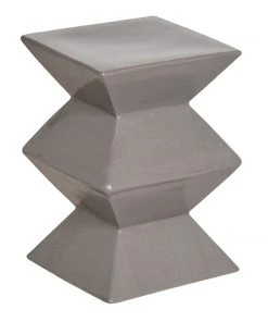 Emissary Zig Zag Stool Glossy Gray Glaze