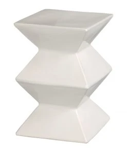Emissary Zig Zag Stool Glossy White Glaze New Arrivals