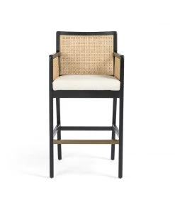 Four Hands Antonia Cane Bar Stool Brushed Ebony New Arrivals