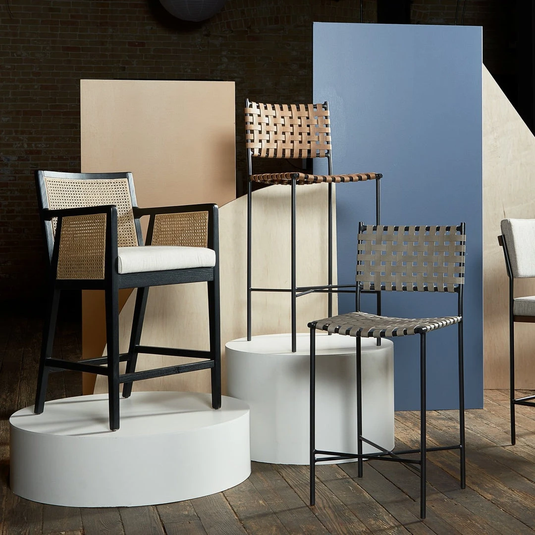 Four Hands Antonia Cane Counter Stool Brushed Ebony 4 Four Hands Antonia Cane Counter Stool Brushed Ebony