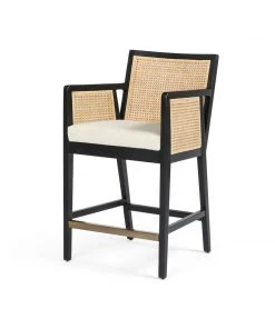 Four Hands Antonia Cane Counter Stool Brushed Ebony