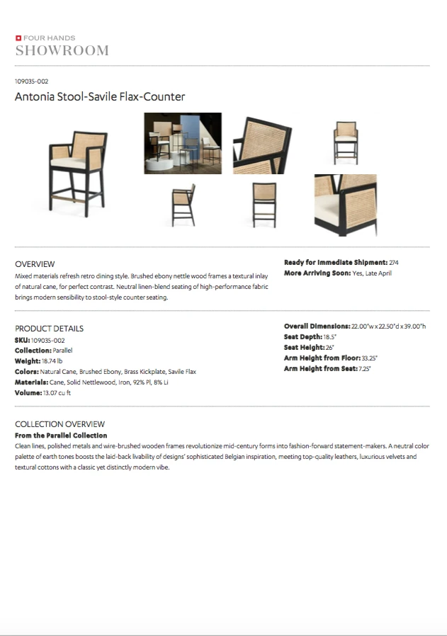 Four Hands Antonia Cane Counter Stool Brushed Ebony 13 Four Hands Antonia Cane Counter Stool Brushed Ebony