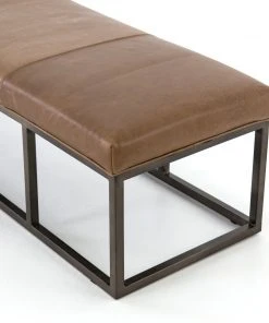 Four Hands Beaumont Bench Warm Taupe Dakota Leather