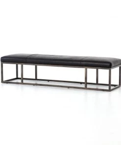 Four Hands New Arrivals Beaumont Bench Rider Black Leather