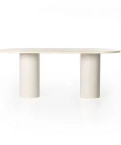 Four Hands Belle Oval Dining Table Cream Marble