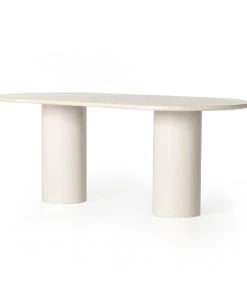 Four Hands Belle Oval Dining Table Cream Marble