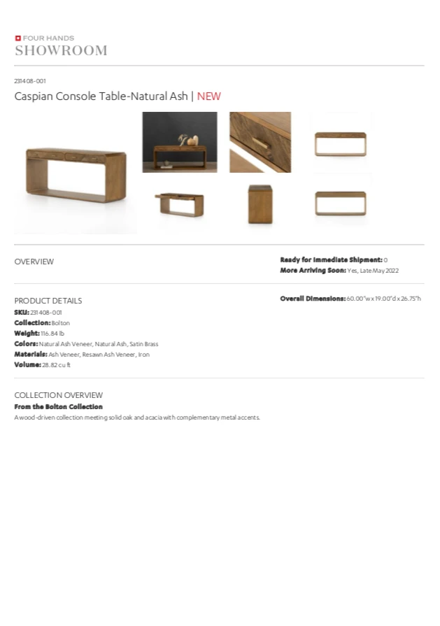 Four Hands New Arrivals Caspian Console Table 13 Four Hands New Arrivals Caspian Console Table