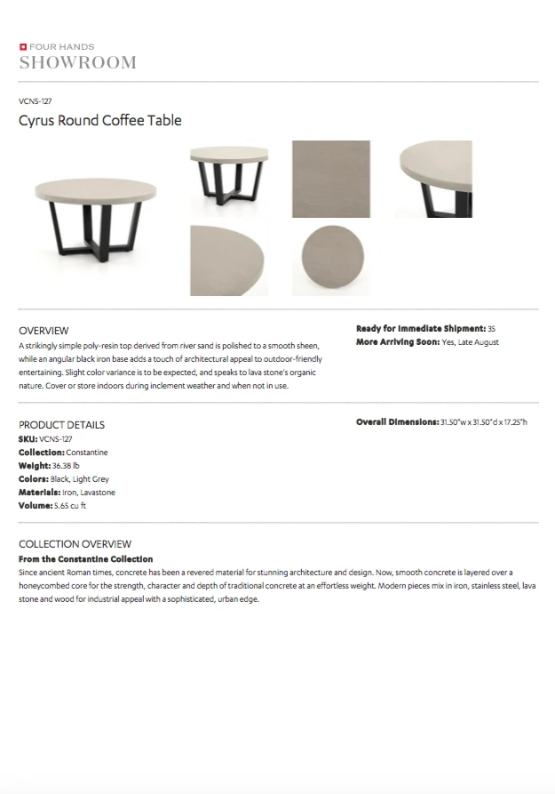 Four Hands Cyrus Round Coffee Table 9 Four Hands Cyrus Round Coffee Table