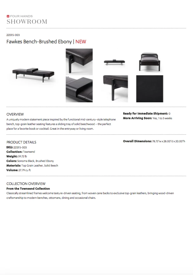 Four Hands Fawkes Bench Brushed Ebony New Arrivals 10 Four Hands Fawkes Bench Brushed Ebony New Arrivals