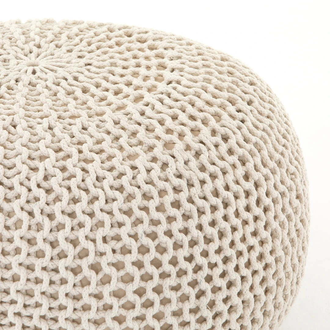 Four Hands Jute Knit Pouf White New Arrivals 4 Four Hands Jute Knit Pouf White New Arrivals