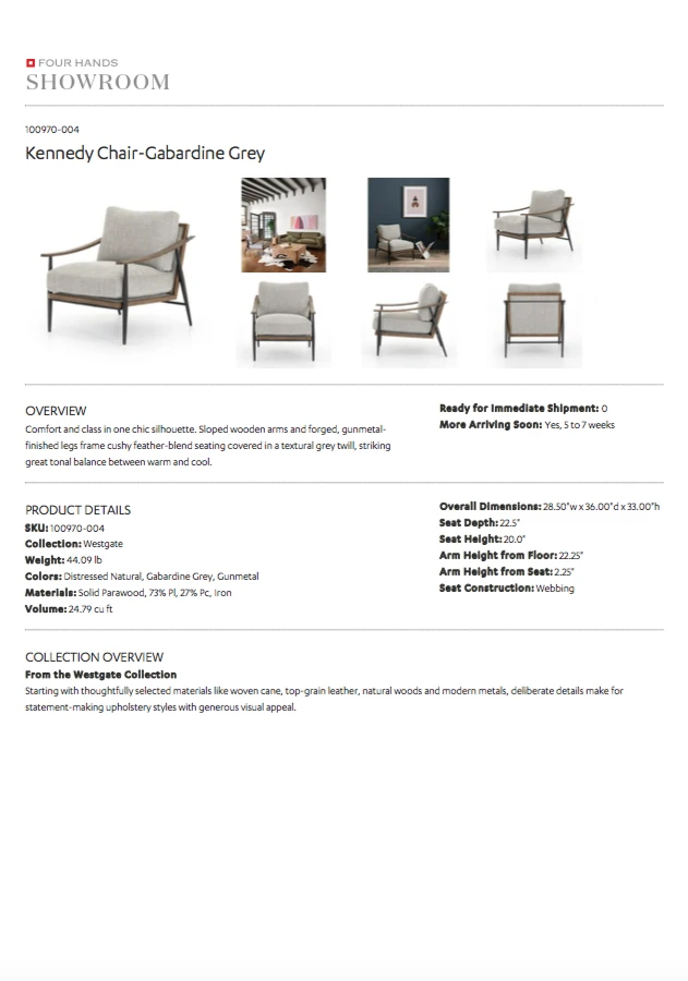 Four Hands Kennedy Chair Grey New Arrivals 14 Four Hands Kennedy Chair Grey New Arrivals