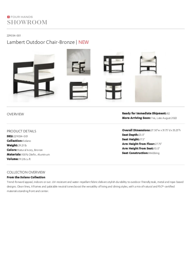 Four Hands New Arrivals Lambert Outdoor Chair Ivory 15 Four Hands New Arrivals Lambert Outdoor Chair Ivory