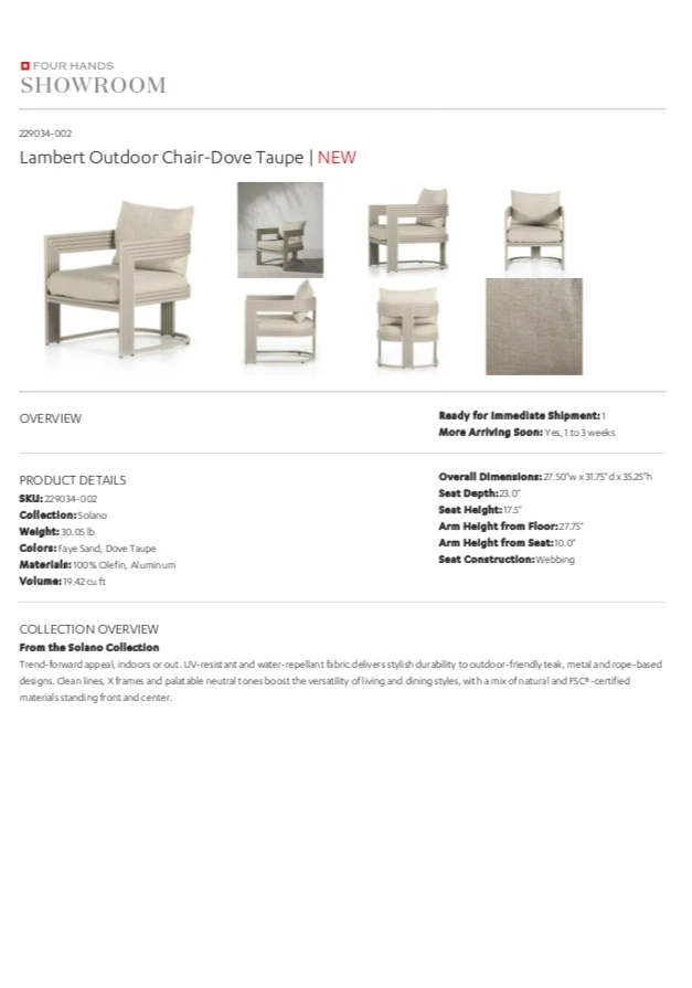 Four Hands Lambert Outdoor Chair Dove Taupe 12 Four Hands Lambert Outdoor Chair Dove Taupe