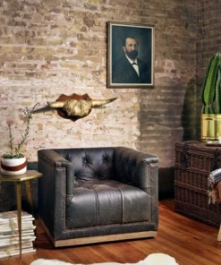 Four Hands Maxx Swivel Chair Destroyed Black