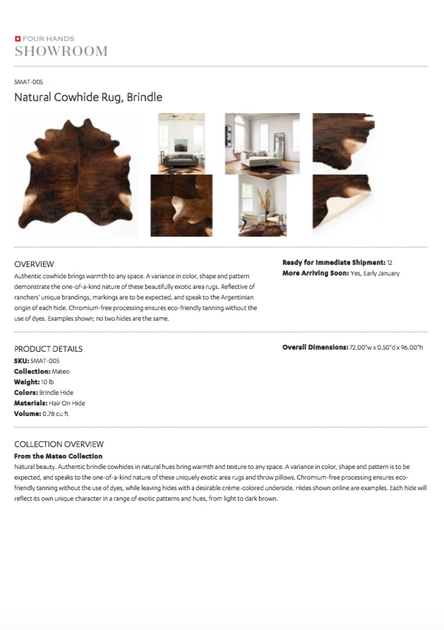 Four Hands Natural Cowhide Rug Brindle 9 Four Hands Natural Cowhide Rug Brindle