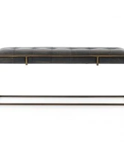 Four Hands New Arrivals Oxford Bench Ebony Leather 11 Four Hands New Arrivals Oxford Bench Ebony Leather