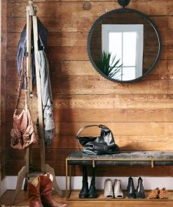 Four Hands New Arrivals Oxford Bench Ebony Leather