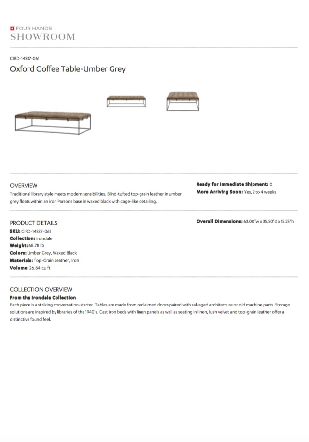 Four Hands Oxford Coffee Table Umber Gray New Arrivals 6 Four Hands Oxford Coffee Table Umber Gray New Arrivals